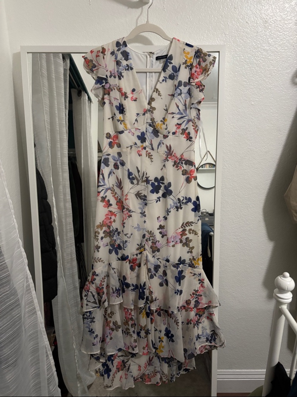 Tommy Hilfiger Cream Floral High-Low Ruffle Dress